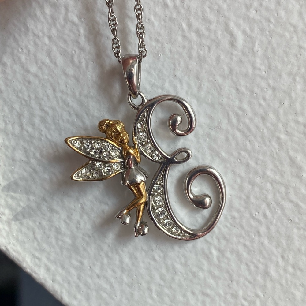 Sterling silver & Gold - "E” Tinkerbell Necklace - Disney